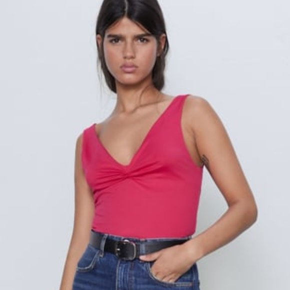 Zara Tops - Zara Pink V Neck Sleeveless Top